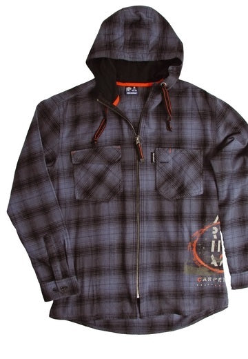 Björnkläder workwear available online in Canada and locally in Vancouver. Work shirts - flannel with hood.