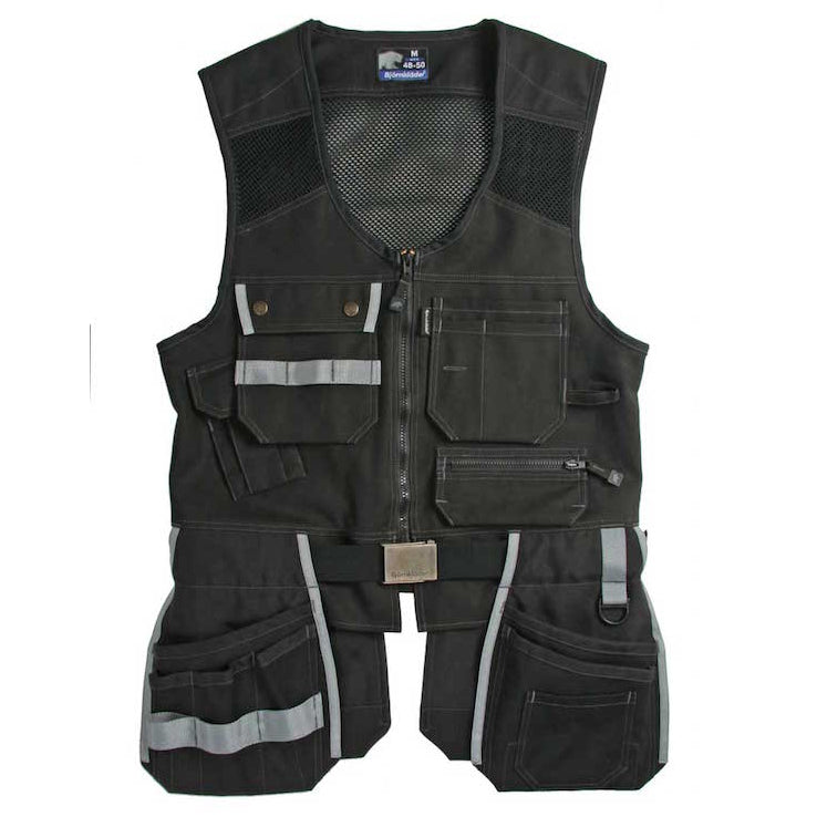 Work vest made by Björnkläder Sweeden. Functional work gear with lots of pockets designed to hold your tools, phone, keys, and more.
